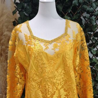 Body en dentelle Brodé – Jaune