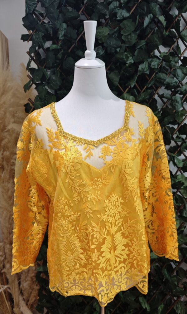 Body en dentelle Brodé – Jaune