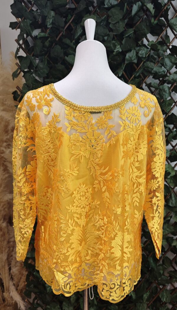 Body en dentelle Brodé – Jaune - Image 2